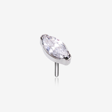 Implant Grade Titanium OneFit Threadless Elegant Marquise Sparkle Top Part-Clear Gem